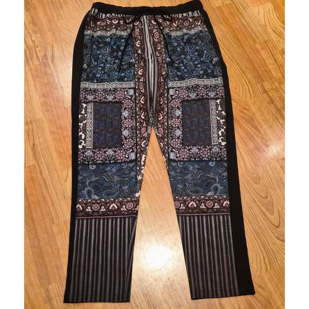 Clover Canyon Mixed Paisley Scarf Print Silk Look Jogger‎ Pants Medium